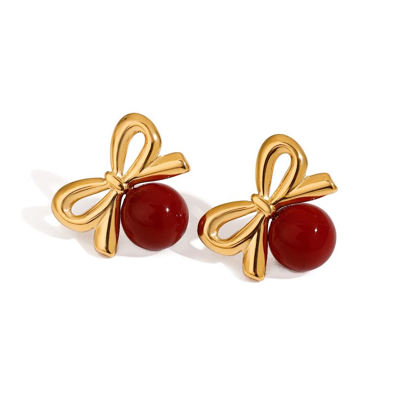 BOW CHERRY STUD