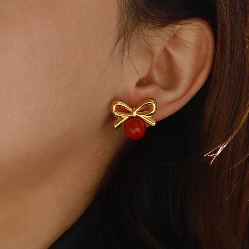 BOW CHERRY STUD - Image 3