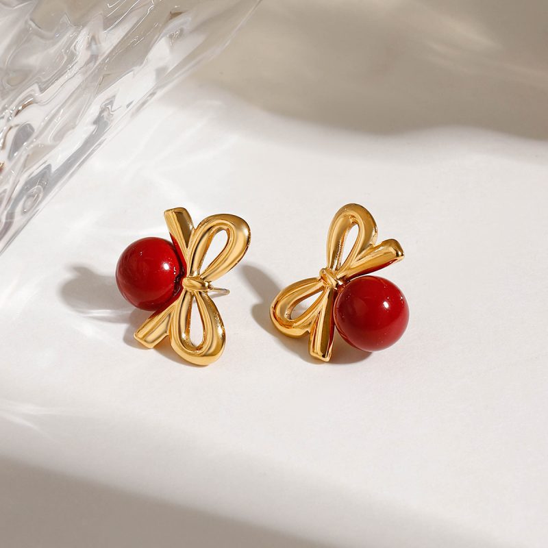BOW CHERRY STUD - Image 2